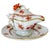 Chinese Herend Chinese Bouquet Rust Gravy Boat With Attached Plate & Lid and Rose Finial For Sale - Image 3 of 14