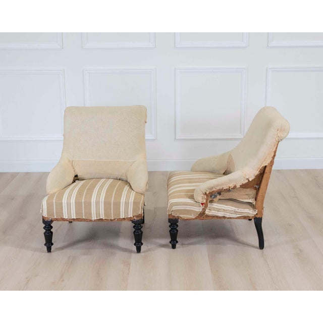 19th Century Pair of 19th Century French Scroll Back Chairs, Ready to Upholster For Sale - Image 5 of 9