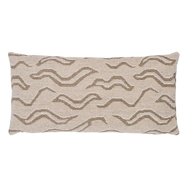 Tribal Schumacher Kata 24" Lumbar Pillow in Light Neutral For Sale - Image 3 of 3
