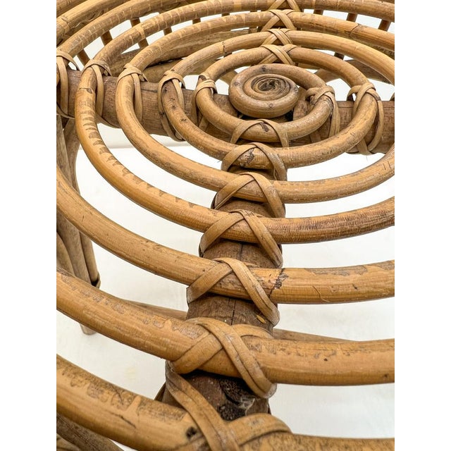 Mid-Century French Woven Bamboo Rattan Stool, 1950s For Sale - Image 6 of 13