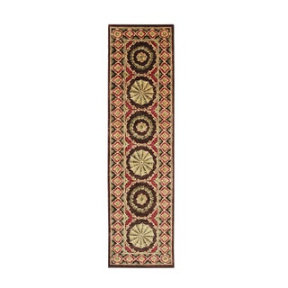 3x11 Giselle Violet Red Floral Traditional Flatweave Wool Carpet Rug For Sale
