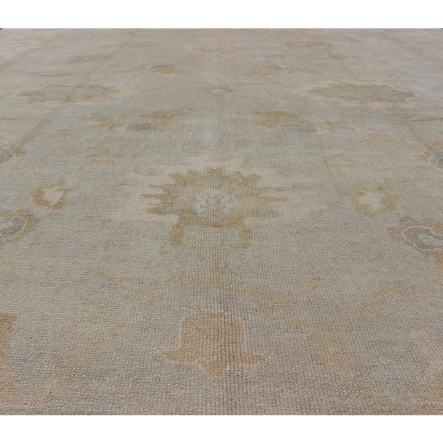 Textile Large Turkish Oushak Rug With Pastel Colors and Botanical Design For Sale - Image 7 of 13
