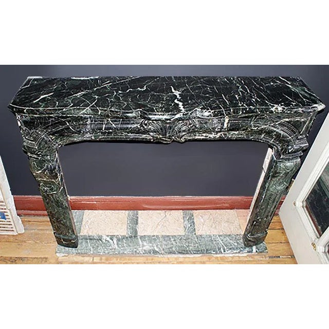 Marble Mantel Antique Louis XIV Style French Terra Verde Marble For Sale - Image 4 of 6