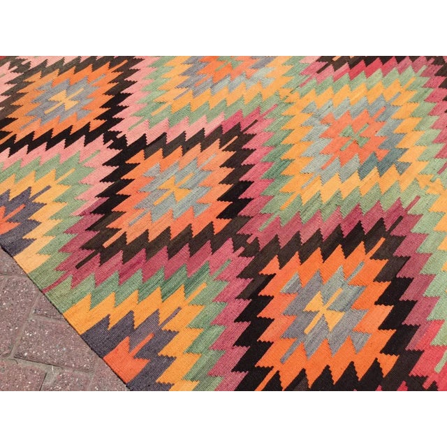 Vintage Turkish Kilim Rug - 75" X 112" For Sale In Raleigh - Image 6 of 11