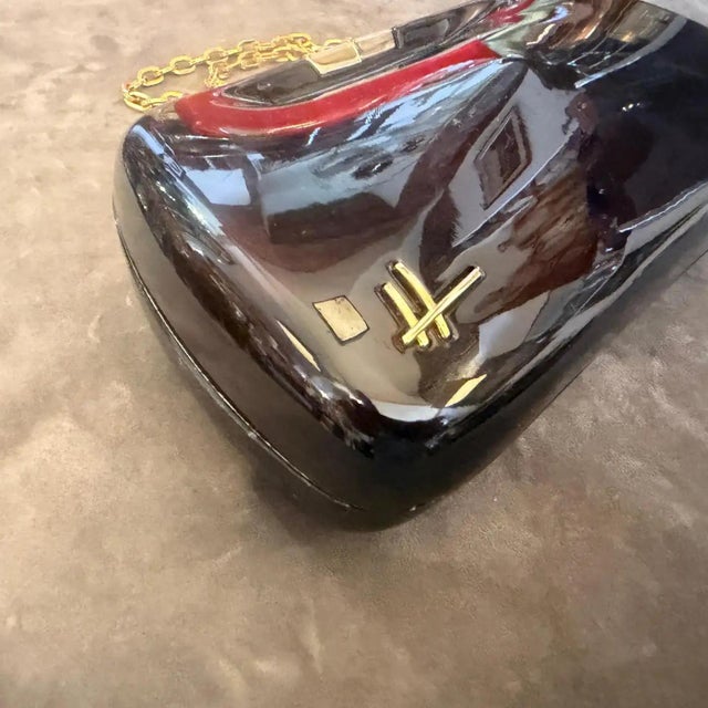 1940s 1940s Dark Faux Tortoiseshell Bakelite and Brass Italian Evening Bag For Sale - Image 5 of 14