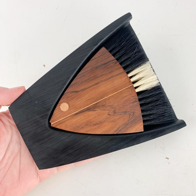 Wood Vintage Mid Century Danish Laurids Lonborg Rosewood Acrylic Crumb Fish Brush For Sale - Image 7 of 11