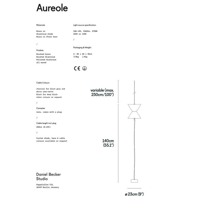 Brass Daniel Becker 'Aureole' Suspended Floor Lamp in Brushed Brass for Moss Objects For Sale - Image 8 of 12