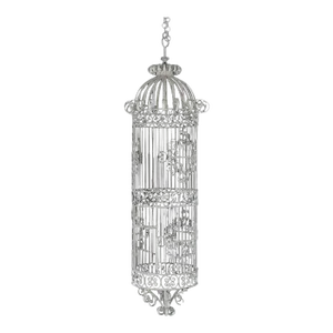 Victorian White Wire Hanging Garden Birdcage, Circa 1900