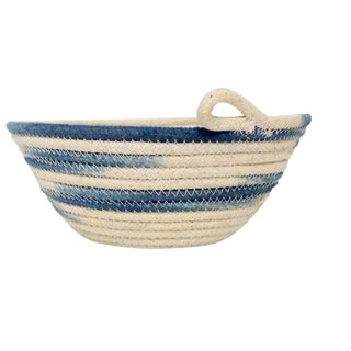 Ikat Indigo Handmade Rope Bowl For Sale