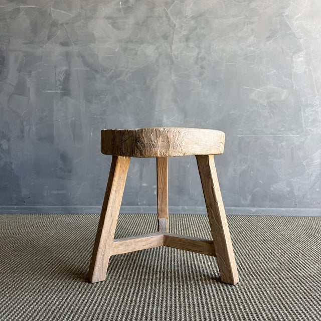 Late 20th Century Vintage Elm Wood Wheel Side Table #C89 For Sale - Image 5 of 8