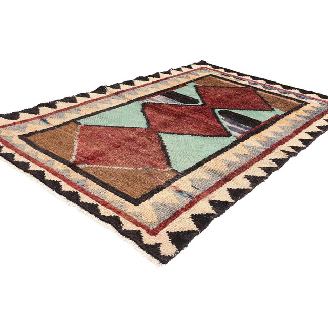 78871 Vintage Persian Lori Rug, 04'02 x 06'03. This hand-knotted wool vintage Persian Lori rug is a beautiful fusion of...