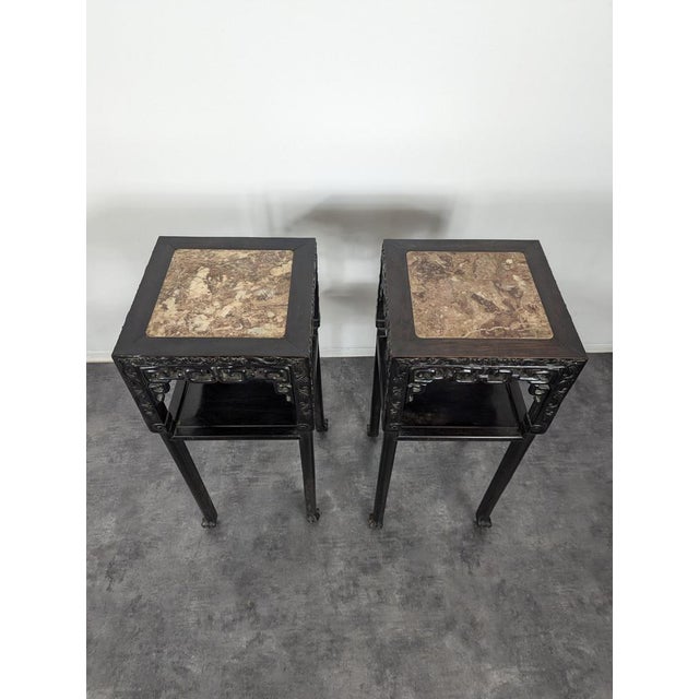 Late 19th Century Qing Dynasty Sellette Tables, Set of 2 For Sale - Image 3 of 9