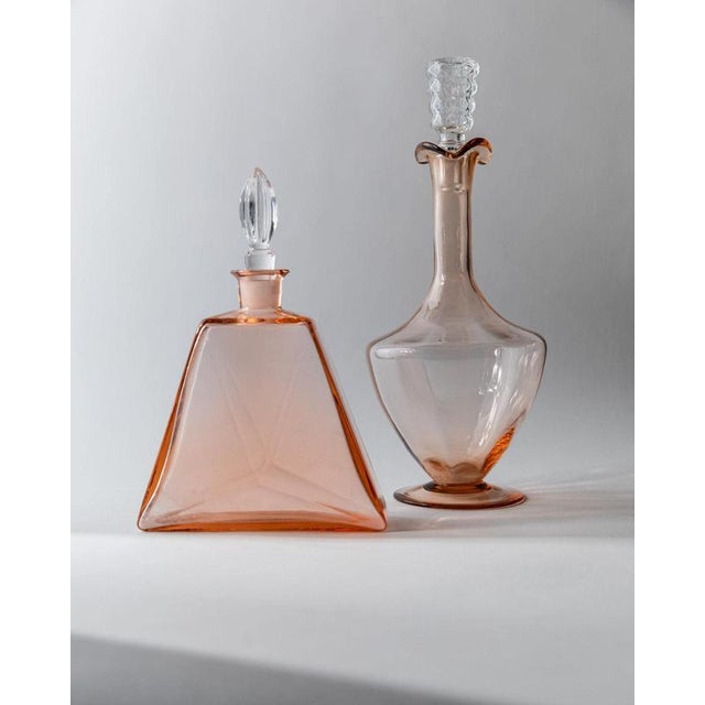 Vintage Rosaline Murano Glass Decanters with Stoppers, 1940s, Set of 2 For Sale - Image 11 of 11