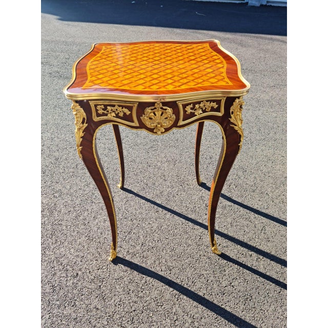 Simple French Style Parquetry Side/ Corner Table, Coffee/Tea Table For Sale - Image 13 of 13