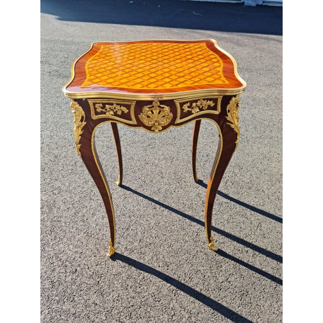Simple French Style Parquetry Side/ Corner Table, Coffee/Tea Table/Side Table For Sale - Image 13 of 13