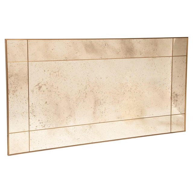 Window-Cut Mirror with Brass Frame and Antique Glass For Sale - Image 9 of 9