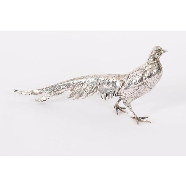 Copper Antique German 830 Silver Pheasants, 19th Century, Set of 2 For Sale - Image 8 of 18