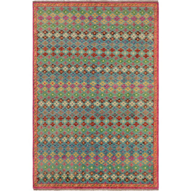 Eclectic Balochi Blue/Orange Wool Rug - 4'10''x8'3'' For Sale - Image 11 of 11