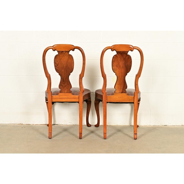 Antique English Queen Anne Burl Wood Side Chairs or Dining Chairs, Circa 1860s For Sale - Image 12 of 14