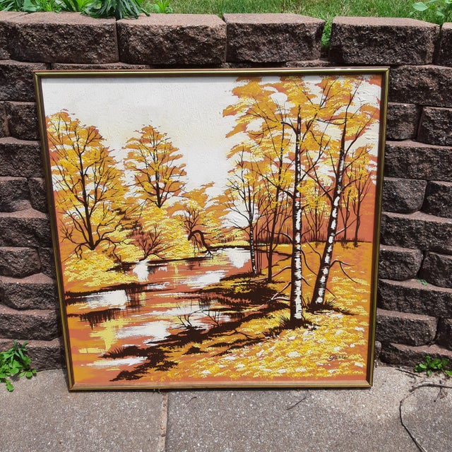 Mid Century Landscape Autumn Fall Trees MCM For Sale - Image 9 of 9