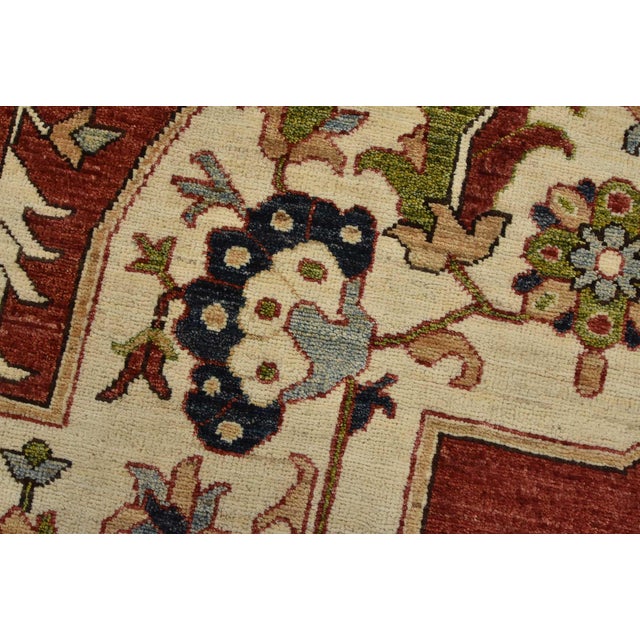 Ziegler Rug 10’1” X 13’11” Red Wool Tribal Hand-Knotted Oriental Carpet For Sale - Image 4 of 12