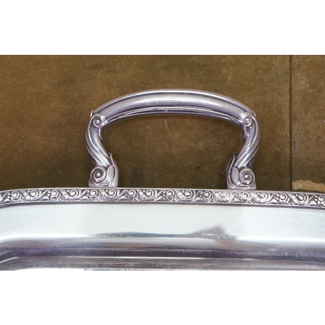 Vintage Silverplate Bar Butler Serving Trays Platters Oneida Rogers Leonard - Set of 3 For Sale - Image 9 of 12