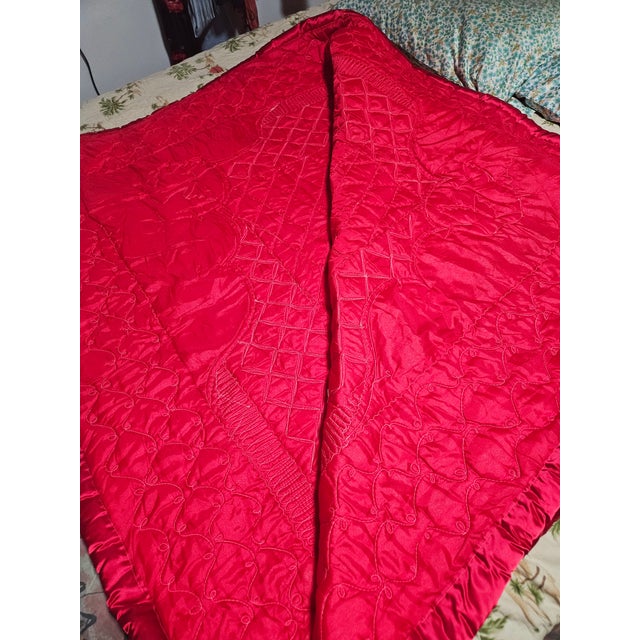 Textile Vintage Chinese Wedding Quilt For Sale - Image 7 of 7