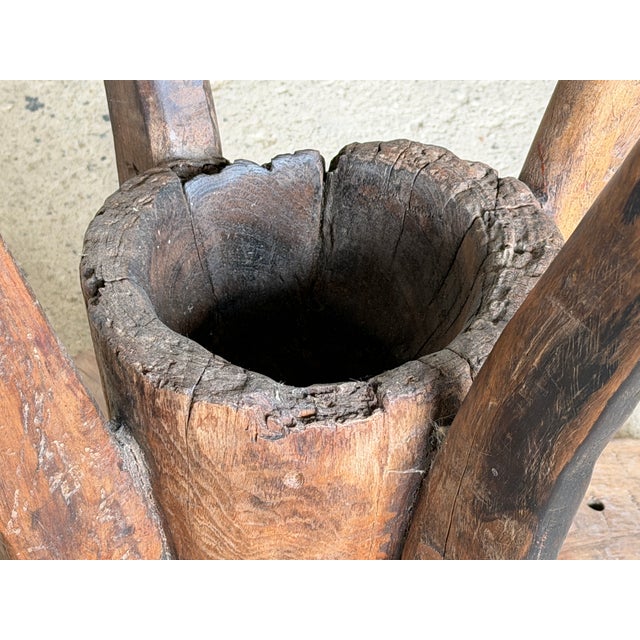 Wood Sculptural Folk Art Side Table in Wood For Sale - Image 7 of 11