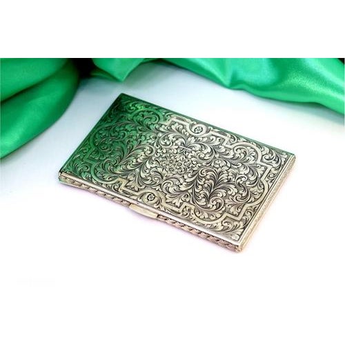 Silver Cigarette Case with Floral Reliefs For Sale - Image 4 of 7