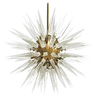 Mid Century Sputnik Murano Glass and Brass Italian Chandelier