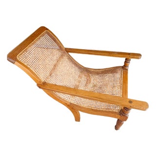Antique 19th Century Oak Plantation Chair With Original Folding Leg Rests For Sale