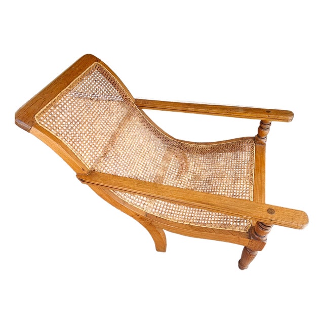 Antique 19th Century Oak Plantation Chair With Original Folding Leg Rests For Sale