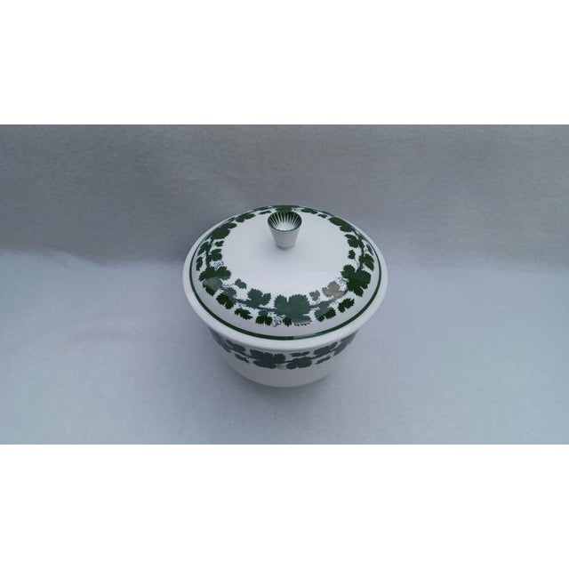 Mid-Century Modern Vintage Porcelain Bonbonniere Lidded Sugar Bowl in Vine Leaf Pattern from Meissen, 1930s For Sale - Image 3 of 11