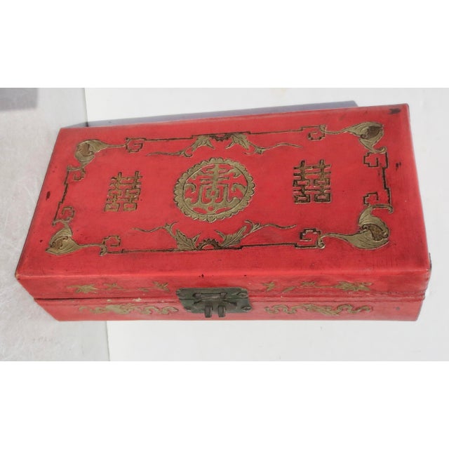Antique Chinese Leather Letter Box For Sale In New York - Image 6 of 10
