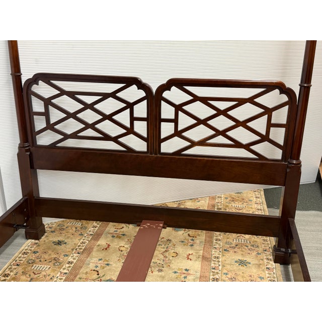 Brass Queen Size Circa 1980's Chinese Chippendale Poster Bed Frame For Sale - Image 8 of 11