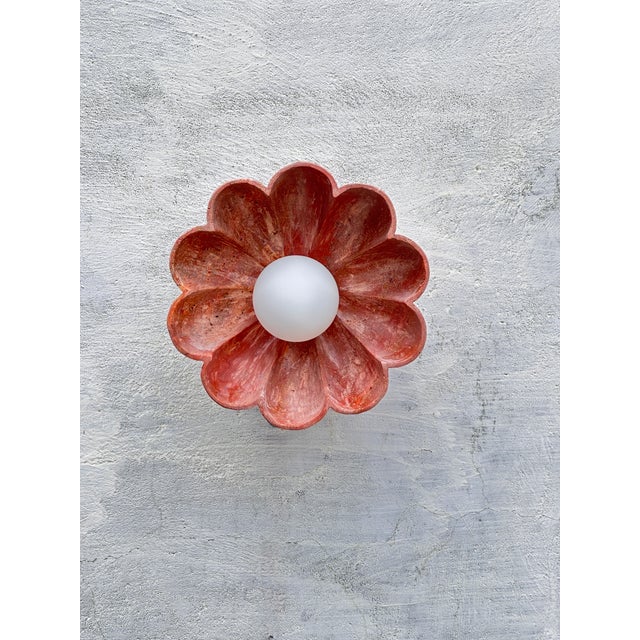 Contemporary Red Travertine Wall Sconce - Wall Light for Living Room, Bedside Light For Sale - Image 6 of 7