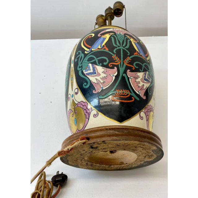 Antique Art Nouveau Ceramic Vase Table Lamp Conversion for Restoration For Sale In San Francisco - Image 6 of 9