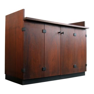 Mid Century Modern Milo Baughman for Directional Walnut Bar Cabinet For Sale