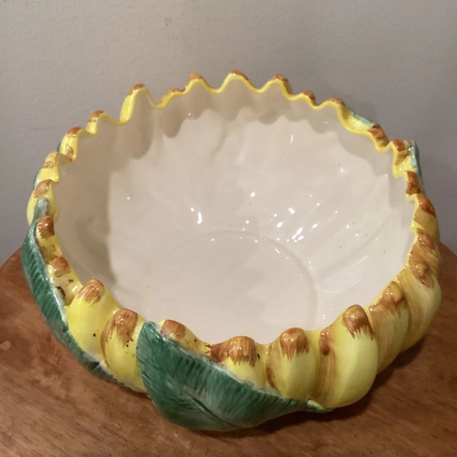 Mid-Century Modern Mid 20th Century Ceramic Centerpiece Serving Banana Bowl Hand-Crafted Japan For Sale - Image 3 of 11