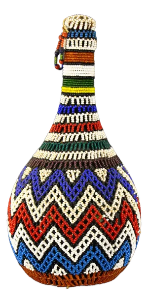 Beaded Glass Bottle With Maasai Geometric Patterns