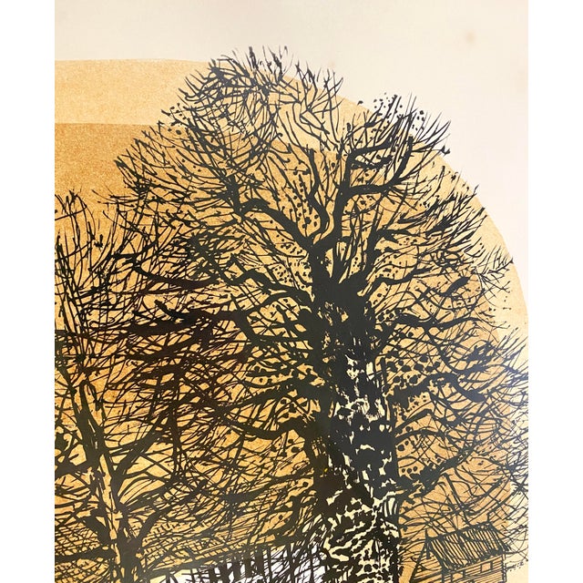 1970s Robert Tavener Winter Paddock Lithograph Signed Mid Century English Farm Barn For Sale - Image 5 of 15