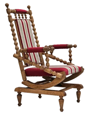Danish Highback Rocking Chair in Wool & Oak, 1970s