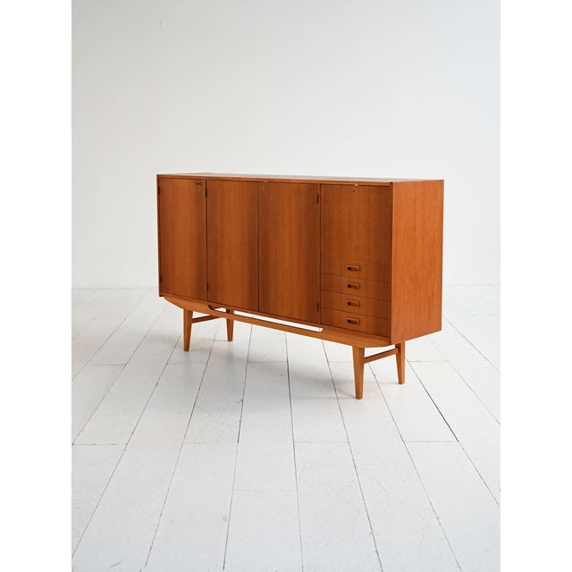 1950s Scandinavian Teak Highboard, 1950s-1960s For Sale - Image 5 of 10