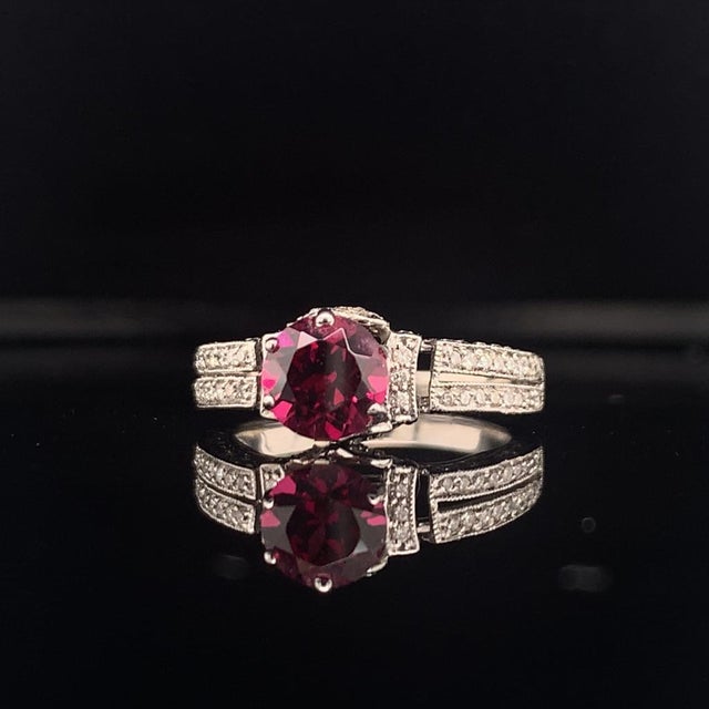 2010s Diamond Tourmaline Rubellite Ring 4.5 14k Gold 1.38 TCW Women Certified For Sale - Image 5 of 12