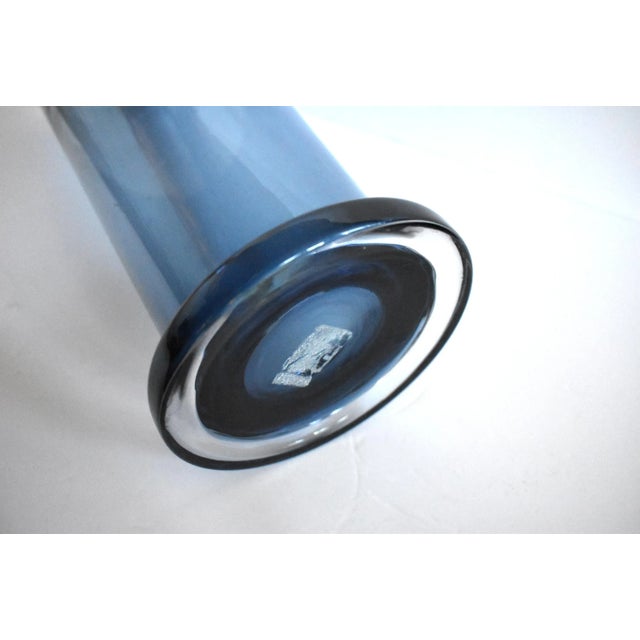 Glass Pair of Mid-Century Cobalt Blue Blown Glass Vases For Sale - Image 7 of 9