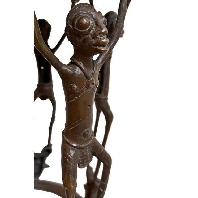 Vintage Bronze African Tikar Tribal Stool / Side Table For Sale - Image 4 of 7