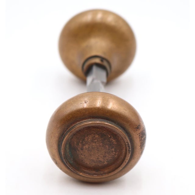 Mid 20th Century Mid 20th Century Pair of Reclaimed Concentric Brass Passage Door Knobs For Sale - Image 5 of 5