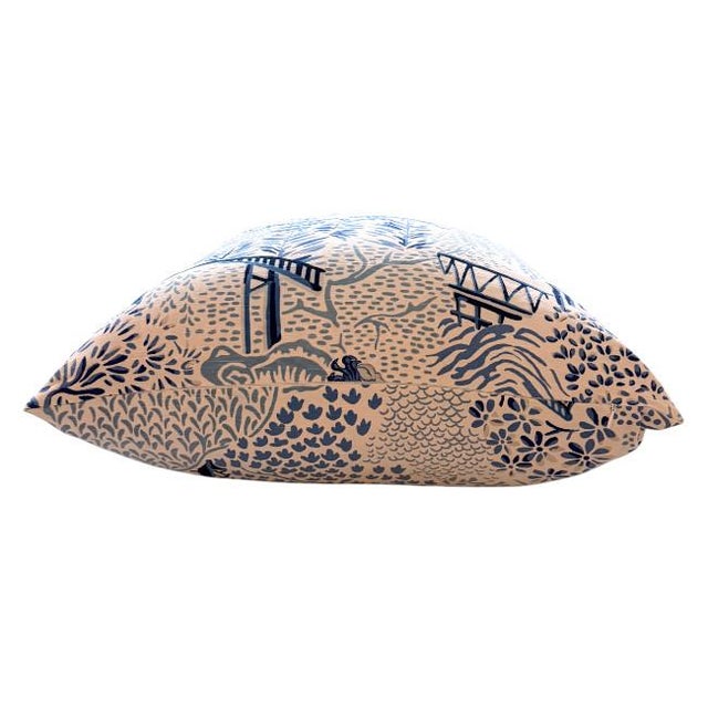 Blue Chinoiserie Dragon Accent Pillow For Sale - Image 4 of 5