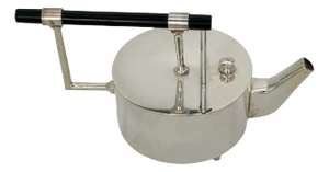 English Modernist Silver Plate Teapot, After Christopher Dresser