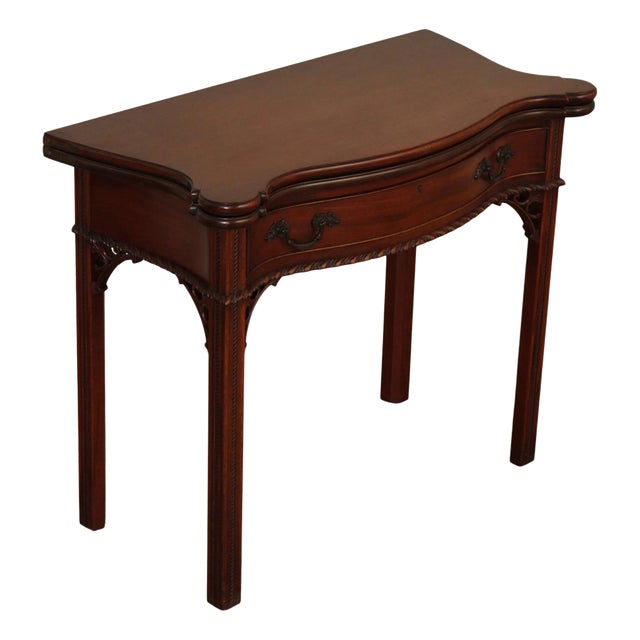 1940's Chippendale Style Mahogany Flip Top Card Table For Sale